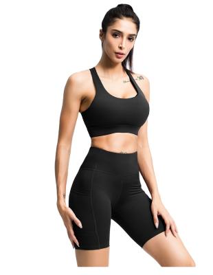 China Breathable Crop Sports Bra Shorts Set Sport Wear For Adult Shorts And Breathable Sports Bra Set Yoga Wear for sale