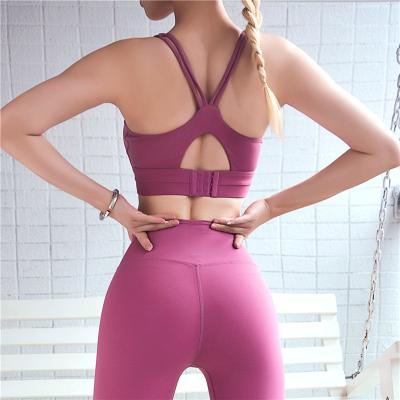 China Antibacterial Women Sports Seamless Bra Fitness Tops Yoga Gym Bra Push Up Workout Running Bra for sale