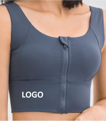 China High Quality Antibacterial Sports Bra Zipper U Bra Front Sports Bra With Zipper for sale