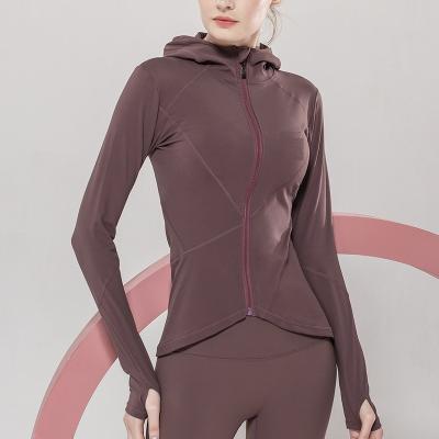 China Breathable Ladies Full Zip Up Coat High Quality Sports Running Jackets Gym Sports Workout Yoga Jacket Long Thin Sleeve Sportswear for sale