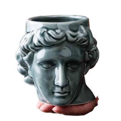 China 500ML Viable Ceramic Coffee Mug Spain Roman Sculpture Statue Ancient Greek Apollo David Head Breakfast Milk Mark for sale