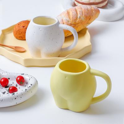 China Sustainable Wholesale Nordic Creative Niche Splatter Ink Human Body Butt Of Furnishings Opens Ceramic Mugs for sale