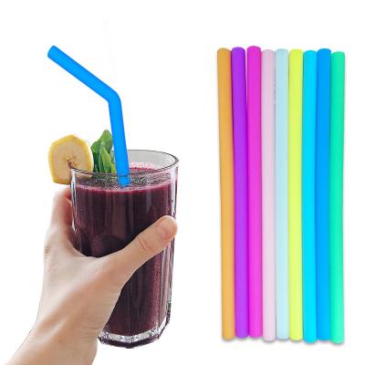 China Wholesale environmental protection fruit juice milk tea drinks cocktail color can be reused, not easy to break, bendable straight silicone straw for sale