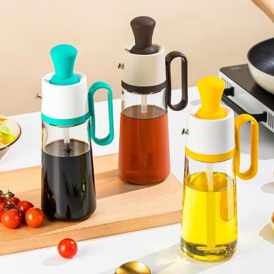 China Viable Glass Seasoning Bottle Sesame Oil Storage Container Edible Oil Soy Sauce Vinegar Brush Down A Two-in-One Kitchen Oiler for sale