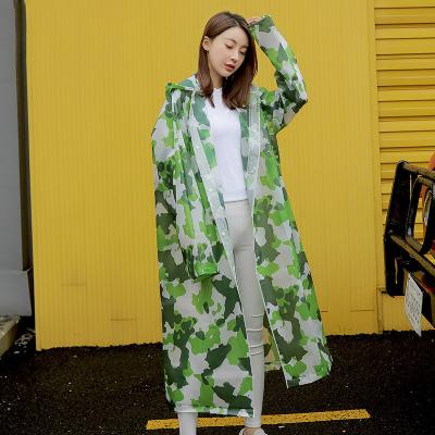 China Adult Outdoor Thickened Printed Portable One-Piece Non-Disposable Raincoat Windproof Raincoat With Long Hood Camouflage Rise Poncho for sale