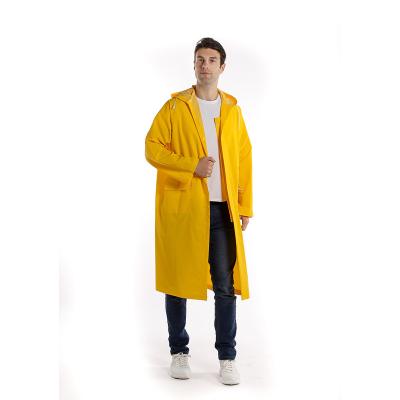 China Breathable Adult Raincoat Manufacturers Yellow Raincoat Jacket PVC Coating Long Outdoor Work Raincoat for sale