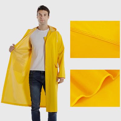 China Long Breathable PVC Raincoat Jacket With Detachable Hood Waterproof Fishing Safety Heavy Duty Yellow Rain Coat for sale