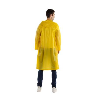 China Breathable 43-Inch Safety PVC Classic Coat With Adjustable Drawstring Hood Yellow Long Rain Jacket for sale