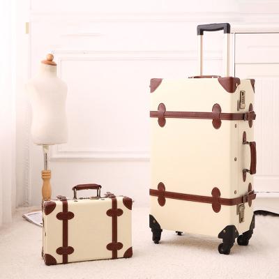 China Retro Large Capacity Vintage Luggage Suitcase With Spinner Wheels Tall 24