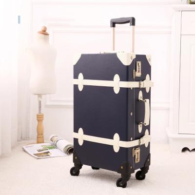 China Large Capacity Classic Retro Vintage Luggage Suitcase Travel Trolley Luggage Trunk With Spinner Wheels Lightweight Cute Suitcase For Women Men for sale