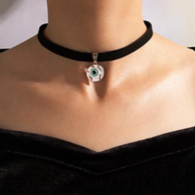 China TRENDY Women's Accessories Jewelry Necklace Fashion Halloween Velvet Blood Eye Black Choker Necklace YG-109 for sale