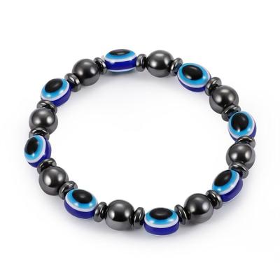 China Handmade Elastic Natural Stone Jewelry Magnet Blue Turkish Eye LGU-40 Beads Bracelet for sale