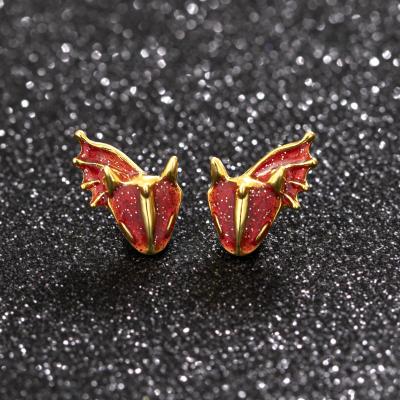 China FT-44 Latest Fashion Metallic Alloy Cartoon Wholesale New Style China Stud Earring Fashionable Dragon Knight Earrings Women Enamel for sale