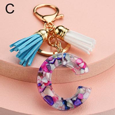 China ZYF-09 Fashion Gift Car Student Bag Pendant Tassel Acrylic English Letter Key Chain for sale