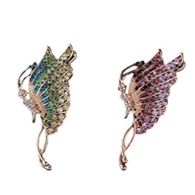 China Wholesale Fashion Crystal Rhinestone Insect Micro Pave Diamond Alloy Butterfly Brooch Fashion Jewelry YZ-37 for sale