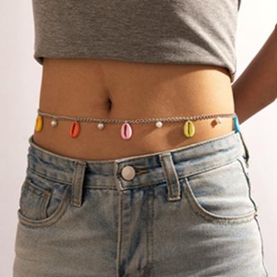 China YG-92 Fashion YG-92 Body Jewelry Simple Metallic Bead Colored Paint Shell Waist Chain Wholesale TRENDY Chain for sale