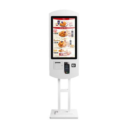 China Digital Signage 32 Inch POS Payment QR Scanner Printing Touch Screen Monitor Self Service Kiosk Touch Screen Food Ordering Machine for sale