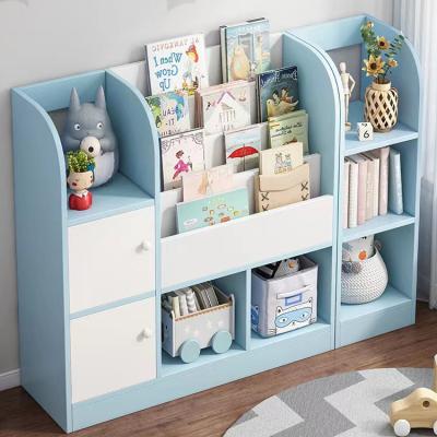 China Milan Storage Wooden Blue Children Bookshelf Bookshelves Wooden Display Rack for sale