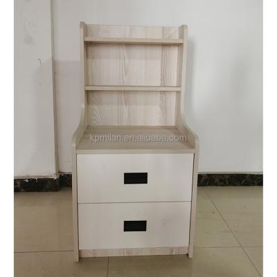 China Milan Rectangle Shape Bedside Cabinets Double Layer Drawer Nightstand Wood Extendable Bedside Tables Bedroom Furniture for sale