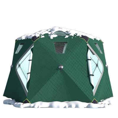 China Waterpoof Cube Carry On Insulated Hexagon Ice Warm Portable Windproof Fishing Outdoor Camping Tent For Winter Fishing for sale