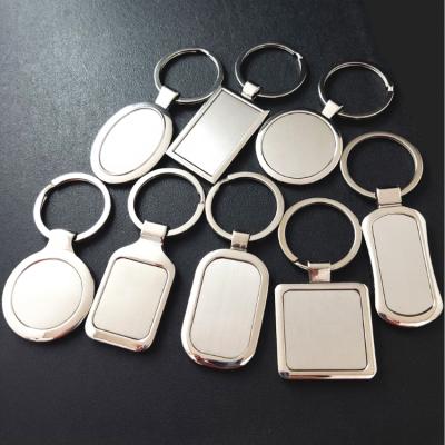 China Key Promotion Gift White Metal Custom Chain Laser Engraved Logo Key Rings for sale