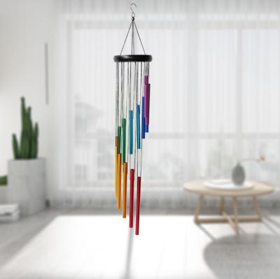 China Wholesale 14 PCS CLASSIC Colorful Metal Tubes Spin Wind Chime, Wooden Craft Gifts Supplies Wind Chimes For Home Decoration for sale