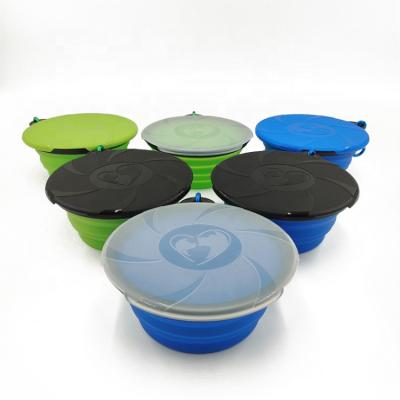 China Wholesale Stocked Strip Folding Pet Food Bowl With Dust Cover for sale