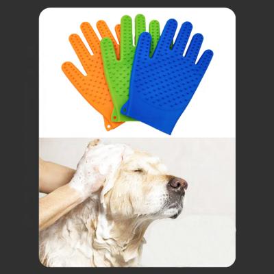 China New Silicone Pet Gloves Dog Bath Massage Gloves Hair Removal Palm Stocked Cleaning Brush for sale