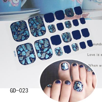 China Easy Apply 22tips/sheet Waterproof Nail Salon Manicure Wholesale Toe Nail Wraps Adhesive Stickers DIY Foot Decals Toe Nail Stickers Full Cover for sale