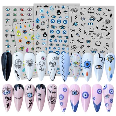 China Easy Apply 1pc Eye Series Nail Art Stickers For Wrap Art Decorations Charming Nail Decal Nail Art DIY Manicure Tattoos Foil Decals for sale