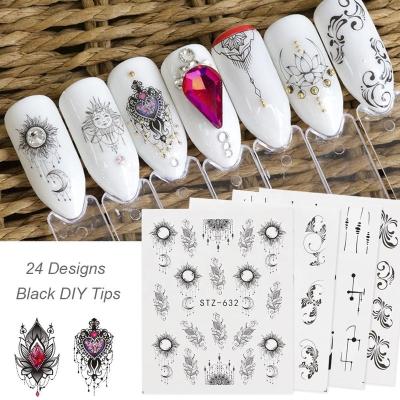 China Easy Apply 24pcs Nail Sticker Flower Slider Mixed Sets Water Wraps Decals Foils Manicure Nails Art Tips Decor for sale