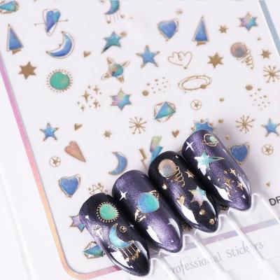 China Adhesive Art Stickers Sliders Glitter Jewelry Exquisite Nail Art Sticker Metal Flower Style Decoration New Nail Decal 3D Nail for sale