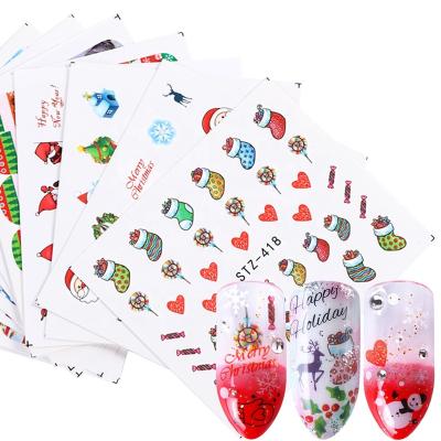 China Santa Foil Tip Full Wrap Manicure Christmas New Year Nail Art Sticker Water Decal Slider Tattoo Snowflake Decoration Nail Art Decoration 1pcs for sale