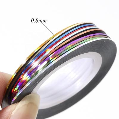 China Glitter Nail Art Decoration 0.8mm Color 10pcs/Lot Nail Striping Line Strip Sticker Set Nail Art Decorations DIY Tips For Gel Polish Manicure for sale