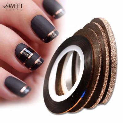 China Nail Art Decoration 4pcs/lot 1mm 2mm 3mm Chocolate Mixed Colors Nail Bar Line Nail Art Decor DIY Adhesive Sticker Tape Accessory for sale