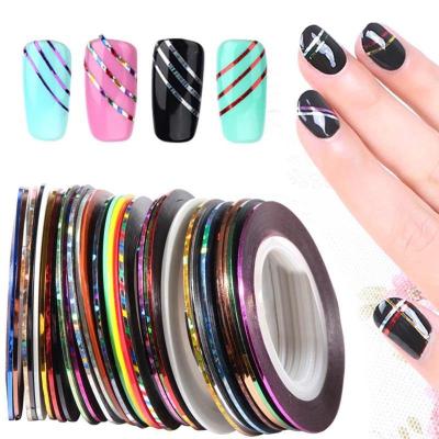 China Glitter Nail Art Decoration 0.8mm Color 30pcs/Lot Nail Striping Line Strip Sticker Set Nail Art Decorations DIY Tips For Gel Polish Manicure for sale