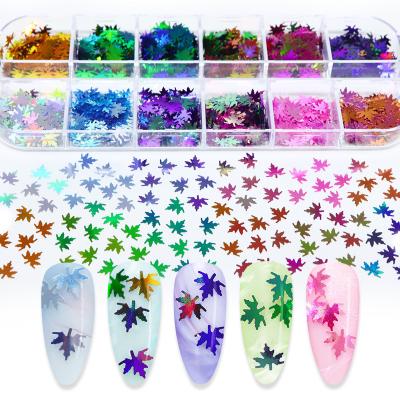 China 3D Plane / Glitter 12 Grids / Set Nail Supplies Maple Leaf Holographic Nail Art Decorations Decals Sequins Glitter Decals Nails Accessories Set for sale