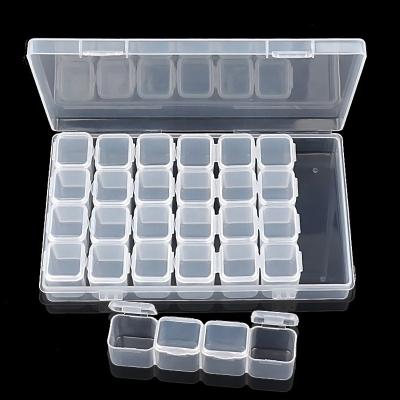 China Professional Nail Beauty 28 Grids Nail Separate Organizer Decoration Case Tools Gem Beads Jewelry Display Holder Rhinestone Art Box Plastic Empty Storage for sale