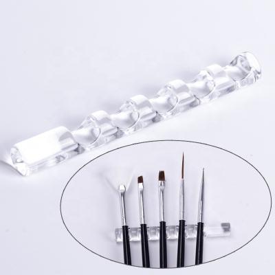 China Professional Nail Beauty 5 Grids Nail Art Painting Brush Pen Holder Rack Shelf Display Clear Acrylic Holder Storage Rack Rest Tips Salon Manicure Tools for sale