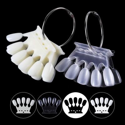 China 10pcs Nail Art Tips Card Round Shape Color Full Cover Clear Nature Black Full Cover French Artificial False Nail Manicure Tools for sale