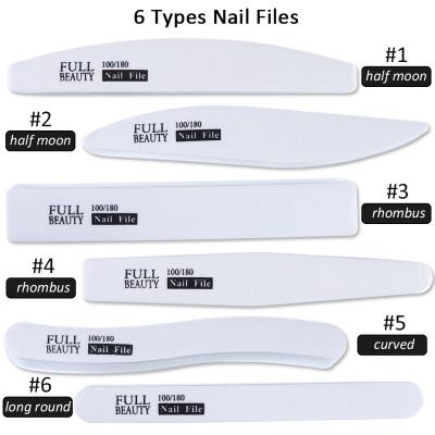 China 5pcs Professional Nail Beauty White Professional Nail Files 100/180 Buffer Block For Gel Manicure Panel Pedicure Beauty Polish Sanding Tool Full New for sale