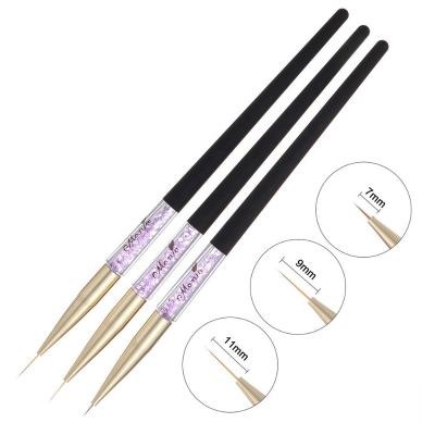 China Flower Grid NAIL 3pcs 7/9/11mm Nail Art Brush Acrylic Handle French Line Painting Drawing Liner Pen Manicure Tool for sale