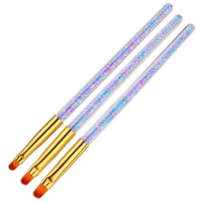 China 3pcs Nail Art Brush Round Top Acrylic Gel Extension Builder UV Coating Flower Painting Drawing Pen Manicure Tools for sale