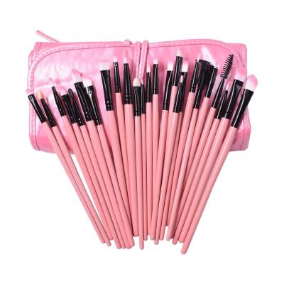 China Angular Blush Professional Private Label Makeup Brush 32 Pieces Makeup Brushes Wood Handle Facial Makeup Brushes Kit With PU Bag Factory for sale