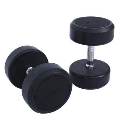 China wholesale high quality dumbbell dumbbells high grade rubber covered rubber dumbbell round rubber dumbbell for sale