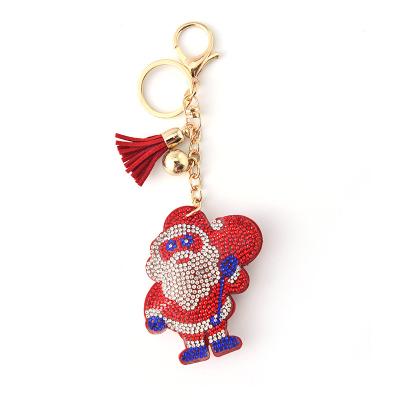 China TRENDY Fashion Jewelry Gold Plated Santa Claus Father Christmas Red Tassel Padded Keychain Accessories for sale