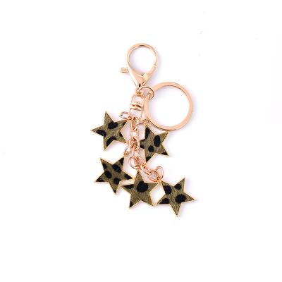 China Wallet TRENDY Purse Bag Jewelry Fashion Decorations Hanging Key Chain Gold Plated 5 Leopard Print Star Key Rings Zinc Alloy Accessories for sale