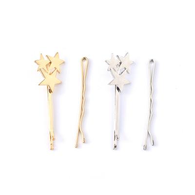 China Trendy Fashion Modeling Youngest Girl Five Stars Shape Aureate Gold Color Blow U Shanpe Hair Pin Clip for sale