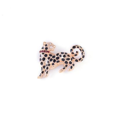 China Popular Hot Selling Black Gold Plated Enamel Leopard Brooch Fashion Jewelry For Ladies for sale