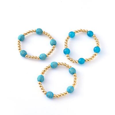 China TRENDY Women Good Luck Charm Gold Plated 3 Sets TURQ Hot Selling Stretch Bracelet For Jewelry 2022 for sale